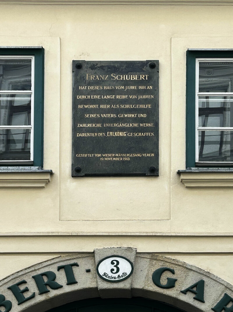 Schuberts Wohnhaus Säulengasse 3 - Gedenktafel